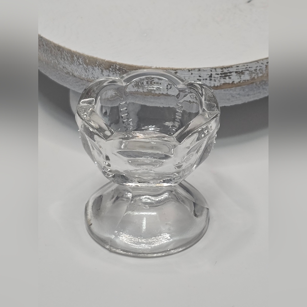Tiny Glass Table Sitter Open Salt Dipper [ Read Details ]
